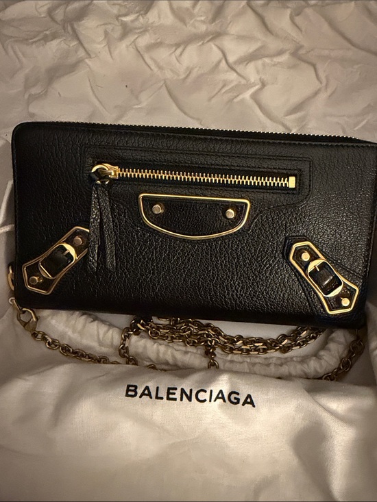 Balenciaga Handbags - Balenciaga Black Leather Crossbody Wallet with Gold Hardware, 💯 Authentic